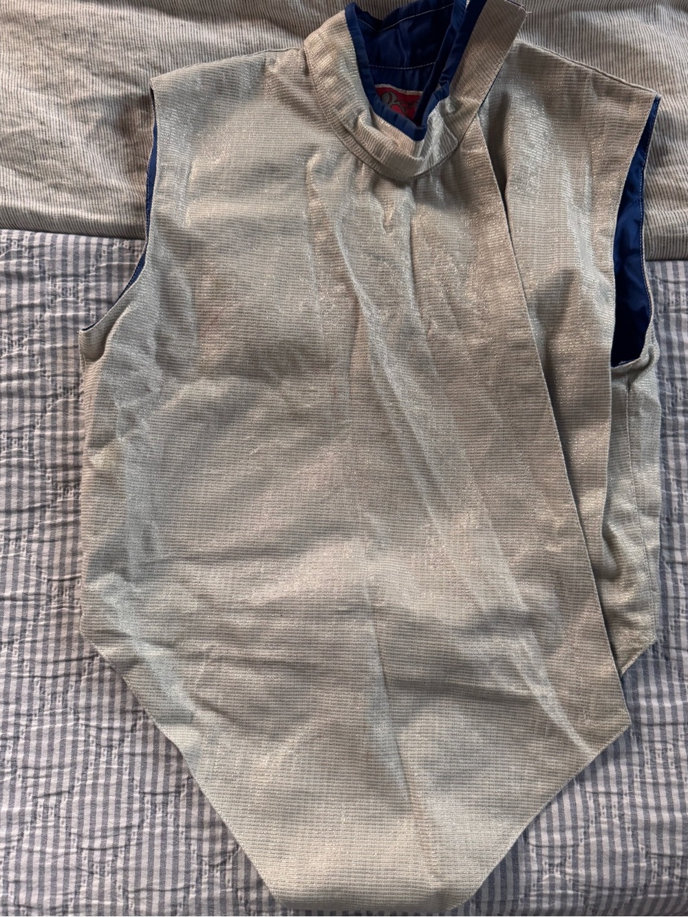 Foil Fencing Lame Vest in Light Metallic Gray, Right handed